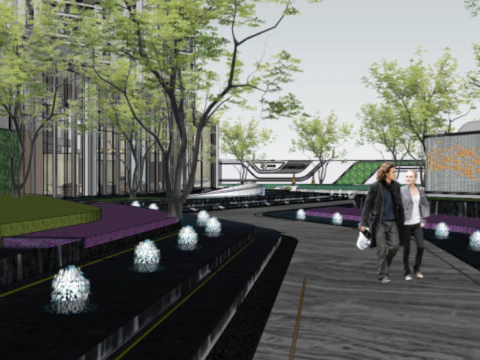 Modern minimalist tarzdaki g&ouml;steri alanı binasının SU modeli 3D Model