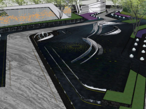 Modern minimalist tarzdaki g&ouml;steri alanı binasının SU modeli 3D Model