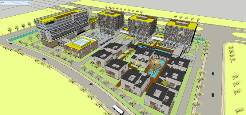 SU Model of Modern Science and Technology Headquarters Industrial Park 3D Model .c4d .max .obj .3ds .fbx .stl .blend 