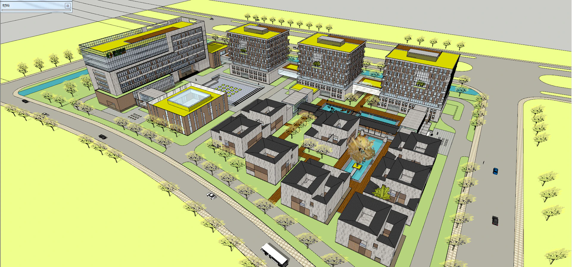 SU Model of Modern Science and Technology Headquarters Industrial Park 3D Model .c4d .max .obj .3ds .fbx .stl .blend 