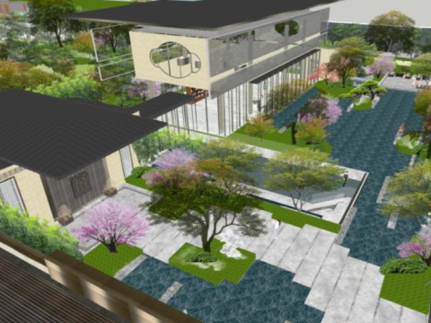 SU model of modern style demonstration area landscape 3D Model