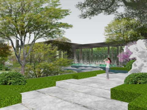 SU model of modern style demonstration area landscape 3D Model