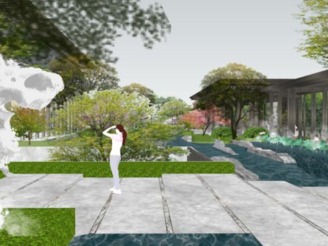 SU model of modern style demonstration area landscape 3D Model