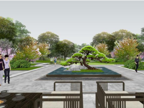SU model of modern style demonstration area landscape 3D Model