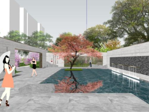 SU model of modern style demonstration area landscape 3D Model