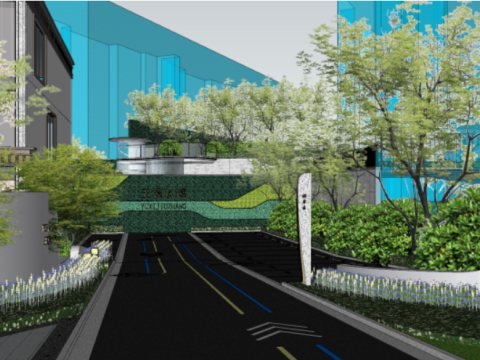 SU Model of Real Estate Landscape in Modern Streamlined Demonstration Area 3Dモデル