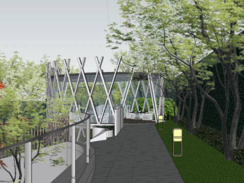 SU Model of Real Estate Landscape in Modern Streamlined Demonstration Area 3D Model