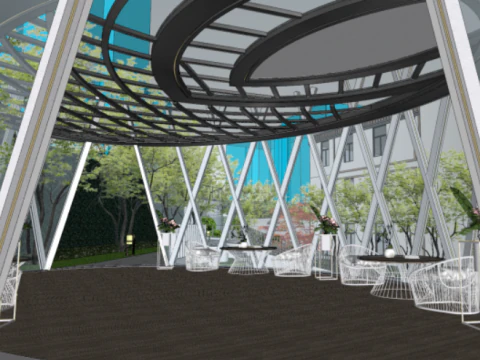 SU Model of Real Estate Landscape in Modern Streamlined Demonstration Area 3D Model