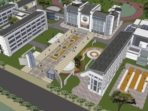 There are a total of 8 SU models in modern style middle school teaching buildings 3D 모델