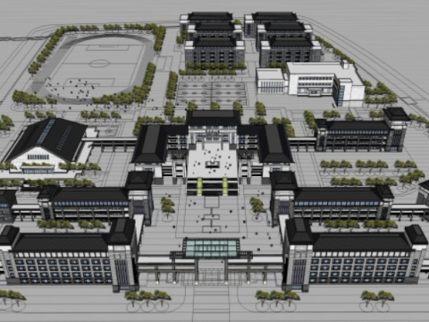 There are a total of 8 SU models in modern style middle school teaching buildings 3D 모델