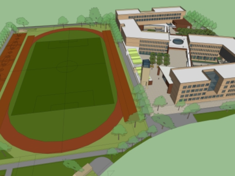 There are a total of 8 SU models in modern style middle school teaching buildings 3D 모델