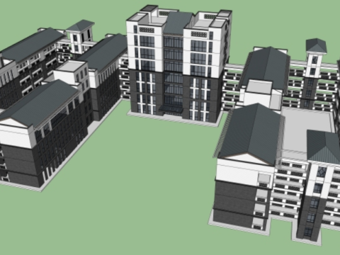 There are a total of 8 SU models in modern style middle school teaching buildings 3D 모델