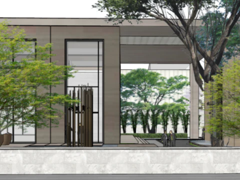 SU model of modern style sales office building 3D Model