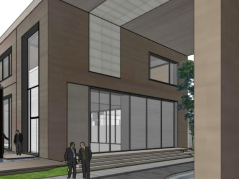 SU model of modern style sales office building Model 3D