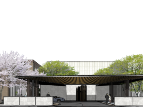 SU model of modern style sales office building Model 3D