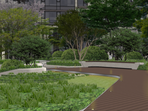 Modern high-rise and western-style residential area landscape SU model Model 3D