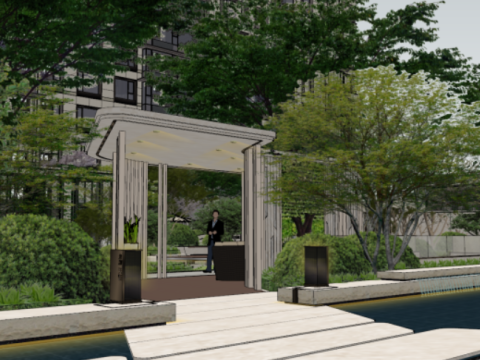 Modern high-rise and western-style residential area landscape SU model Model 3D