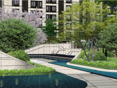 Modern high-rise and western-style residential area landscape SU model Model 3D