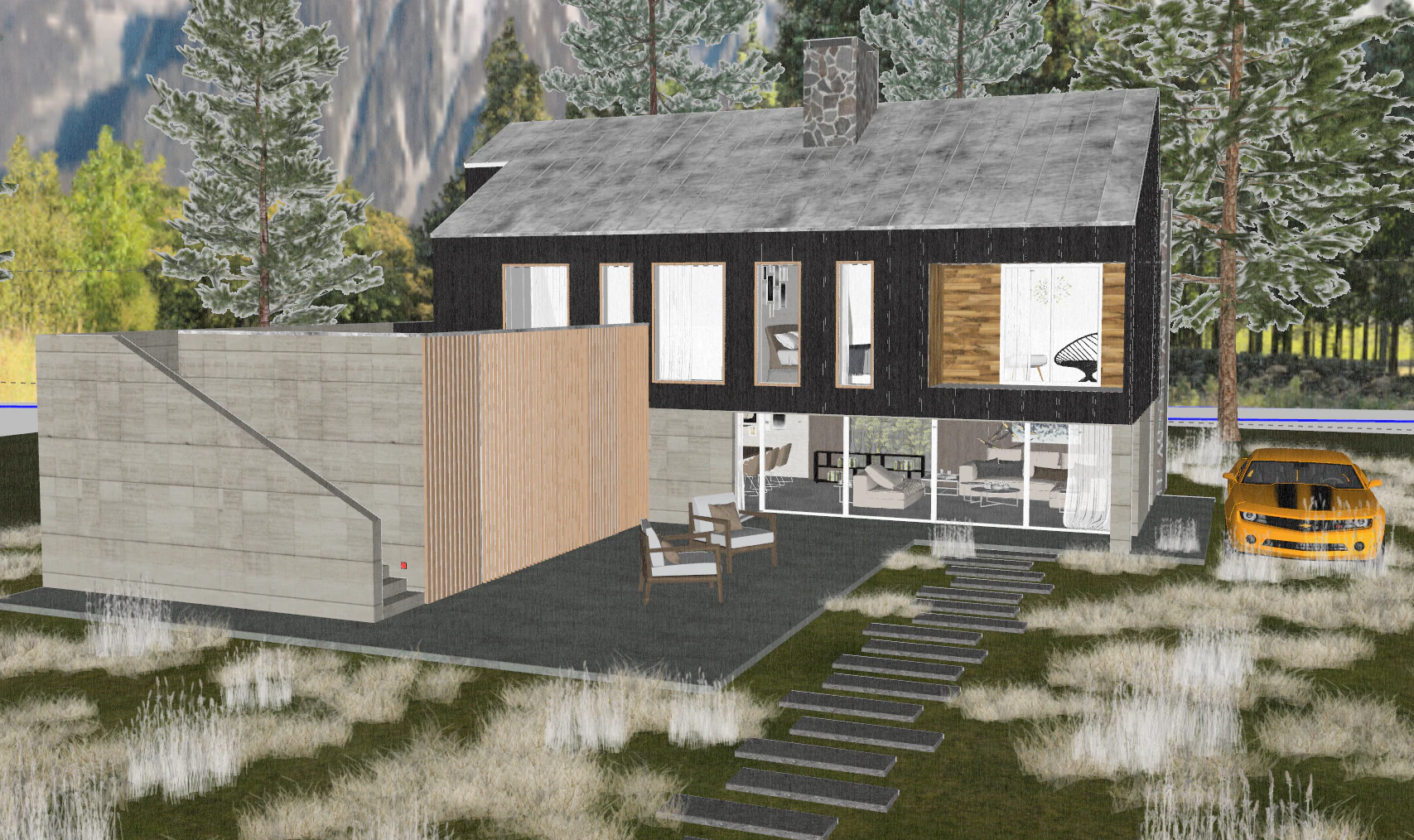 Modern simple famous house space house su model 3D Model .c4d .max .obj .3ds .fbx .stl .blend 