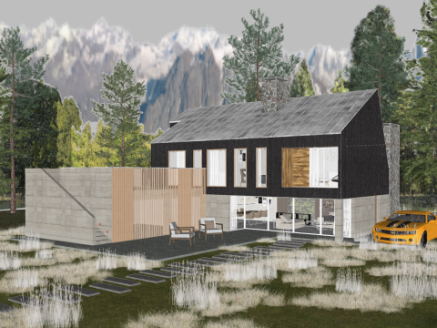 Modern simple famous house space house su model Model 3D