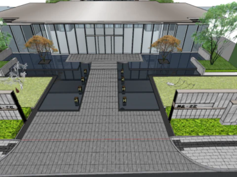 Modern luxury house demonstration area bungalow architecture SU model 3D Model