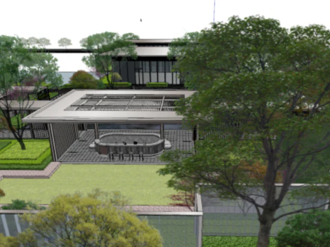 Modern luxury house demonstration area bungalow architecture SU model 3D Model