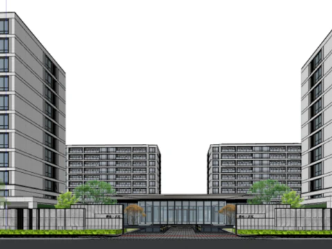 Modern luxury house demonstration area bungalow architecture SU model 3D Model