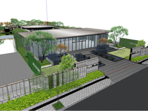 Modern luxury house demonstration area bungalow architecture SU model 3D Model