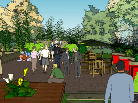 Community Park Private Garden SU Model 3D Model