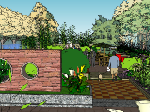Community Park Private Garden SU Model 3D Model