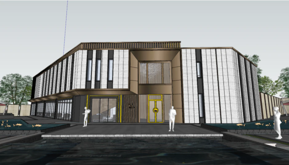 SU model of modern elegant demonstration area architecture 3D Model .c4d .max .obj .3ds .fbx .stl .blend 