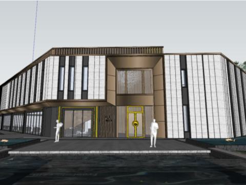 SU model of modern elegant demonstration area architecture Model 3D