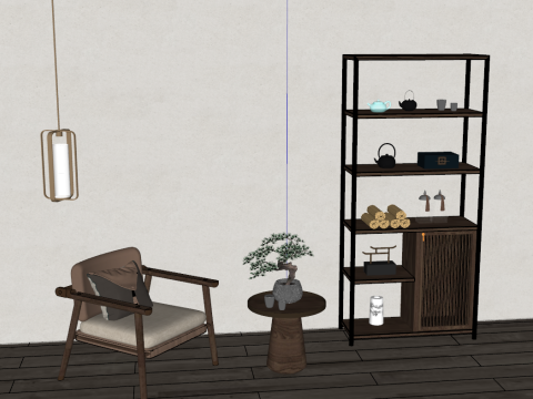 New Indoor Bookshelf SU Model 3D Модель