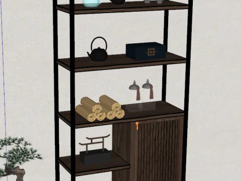 New Indoor Bookshelf SU Model 3D Model