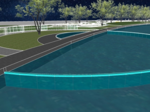 Modern Waterfront Municipal Park Landscape Model su 3D Model