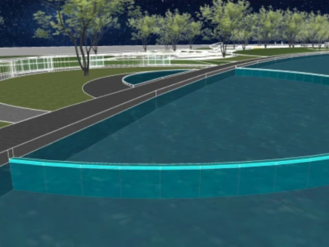 Modern Waterfront Municipal Park Landscape Model su 3D Model