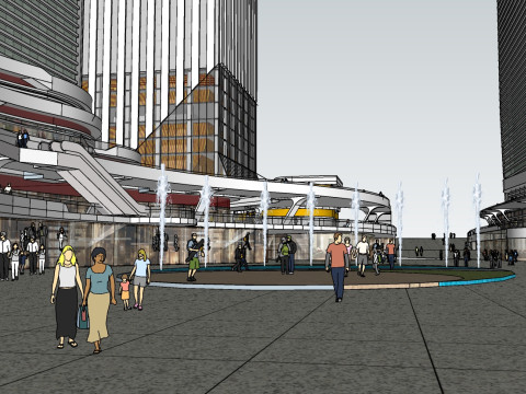 Sketchup Model Design of Commercial Plaza Landscape 3Dモデル