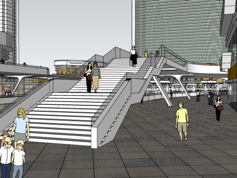 Sketchup Model Design of Commercial Plaza Landscape 3D Model