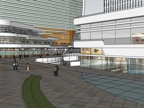 Sketchup Model Design of Commercial Plaza Landscape 3D Model