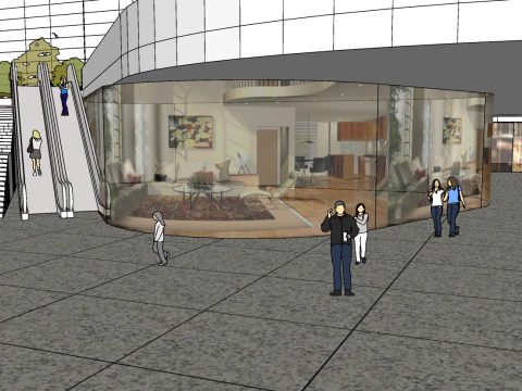 Sketchup Model Design of Commercial Plaza Landscape 3D Model