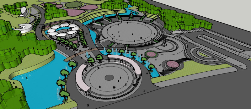 Szkicowy model krajobrazu parku rozrywki obywatelskiej Model 3D .c4d .max .obj .3ds .fbx .stl .blend