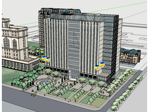 SketchUp model of commercial square 3D Model