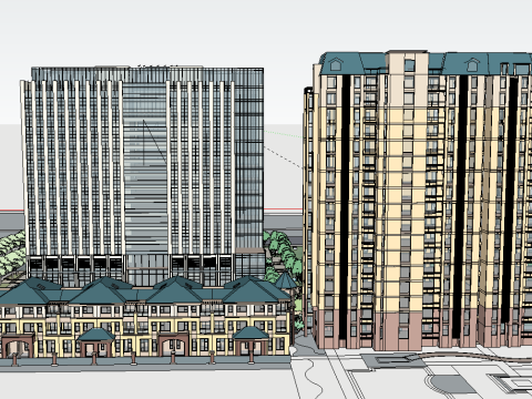 SketchUp model of commercial square 3Dモデル