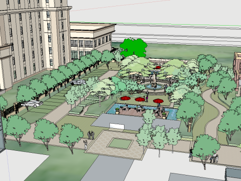 SketchUp model of commercial square 3Dモデル