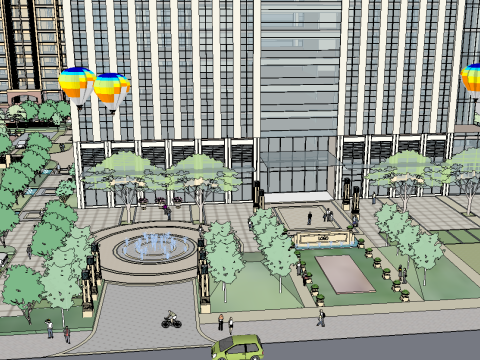 SketchUp model of commercial square 3Dモデル