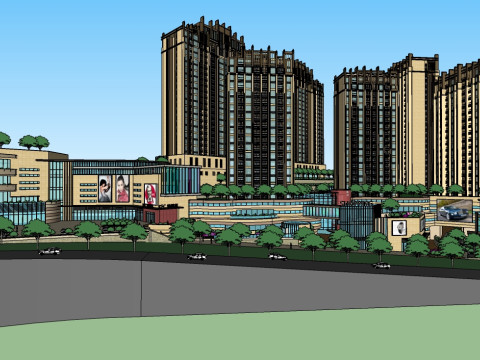 SketchUp model of commercial square building 3D Model