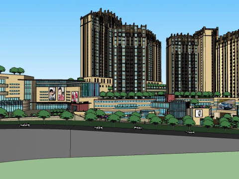SketchUp model of commercial square building 3D Model