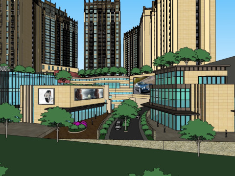 SketchUp model of commercial square building 3D Model