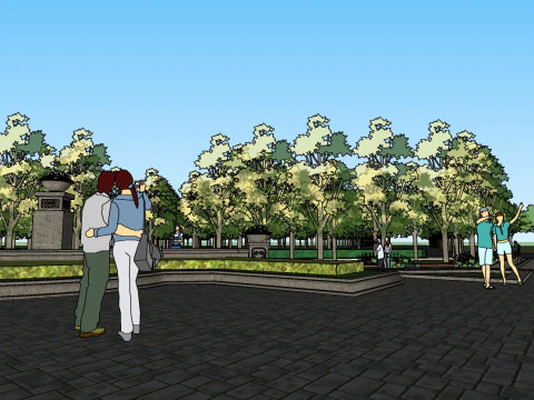 Commercial office square landscape su model 3D Model