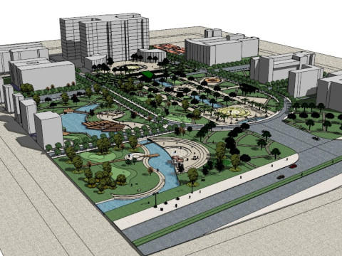 Sketchup model of municipal square landscape design 3D Modell